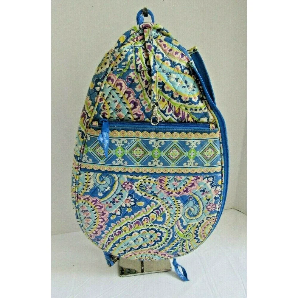 Vera Bradley Tennis Racquet Cover Blue Paisley Capri Maggie Removable Strap